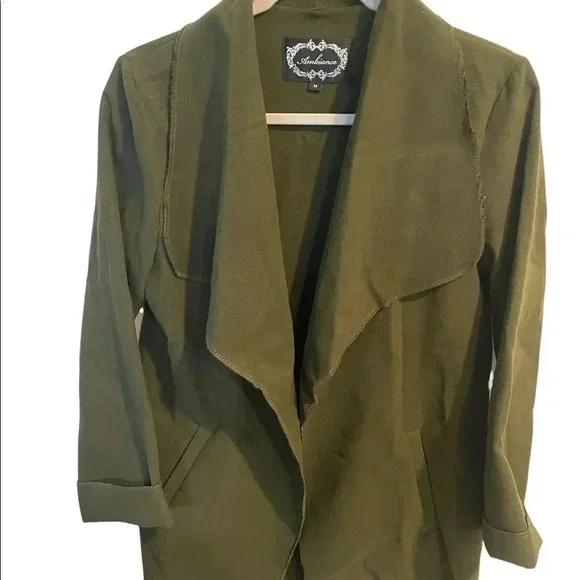 🍋Ambience Olive green open long cardigan size Medium - Picture 2 of 6